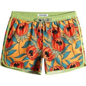 Mens Boys Short 80s 90s Vintage Swim TrunksQuick Dry Swim Suits Board Shorts